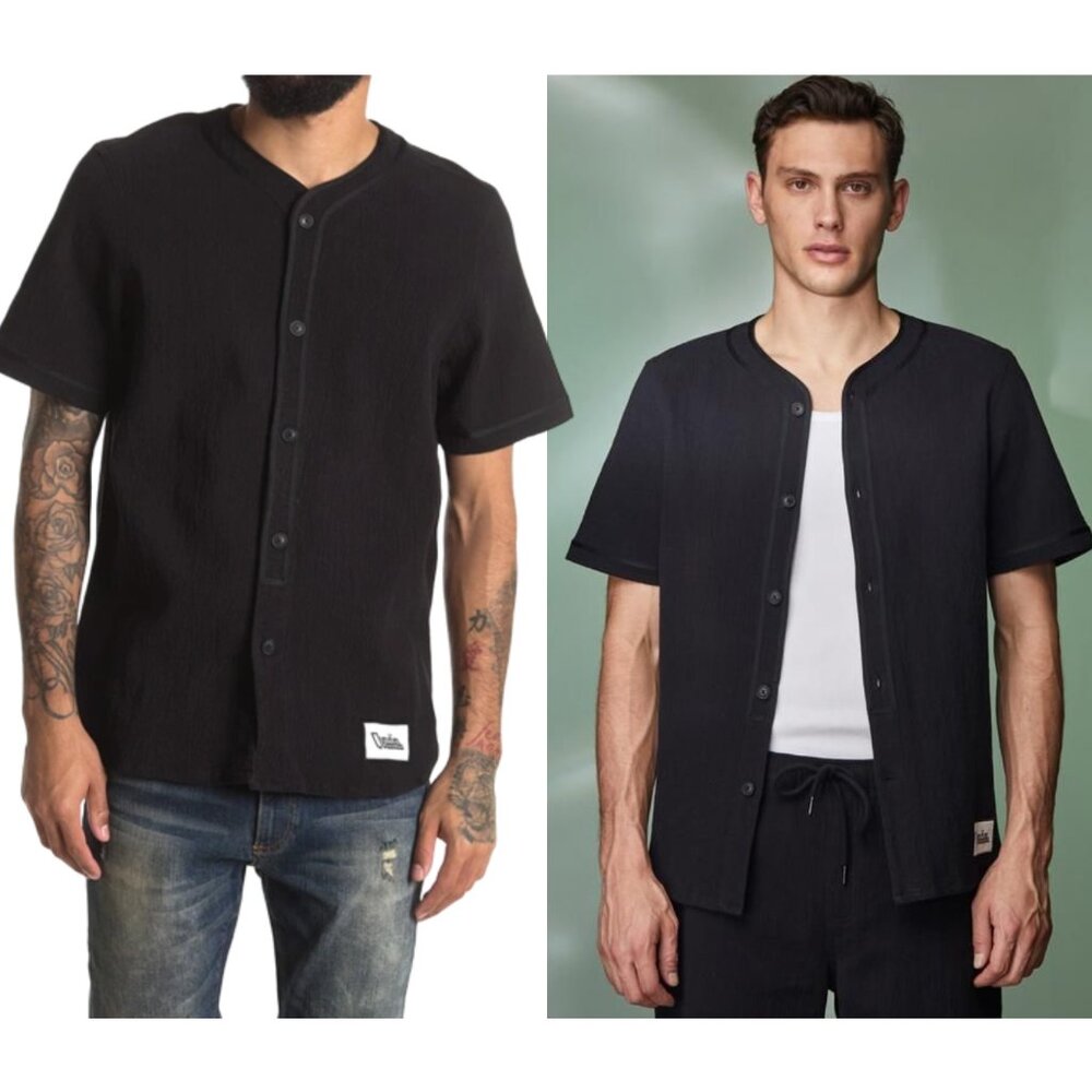 OVADIA textured cotton baseball shirt sz M